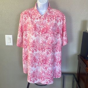 NWOT Tommy Bahama Pink/White Primo Palms Camp Shirt size XL 💯 Rayon